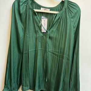 Philosophy Emerald Green Long-Sleeve Tie-Neck Blouse